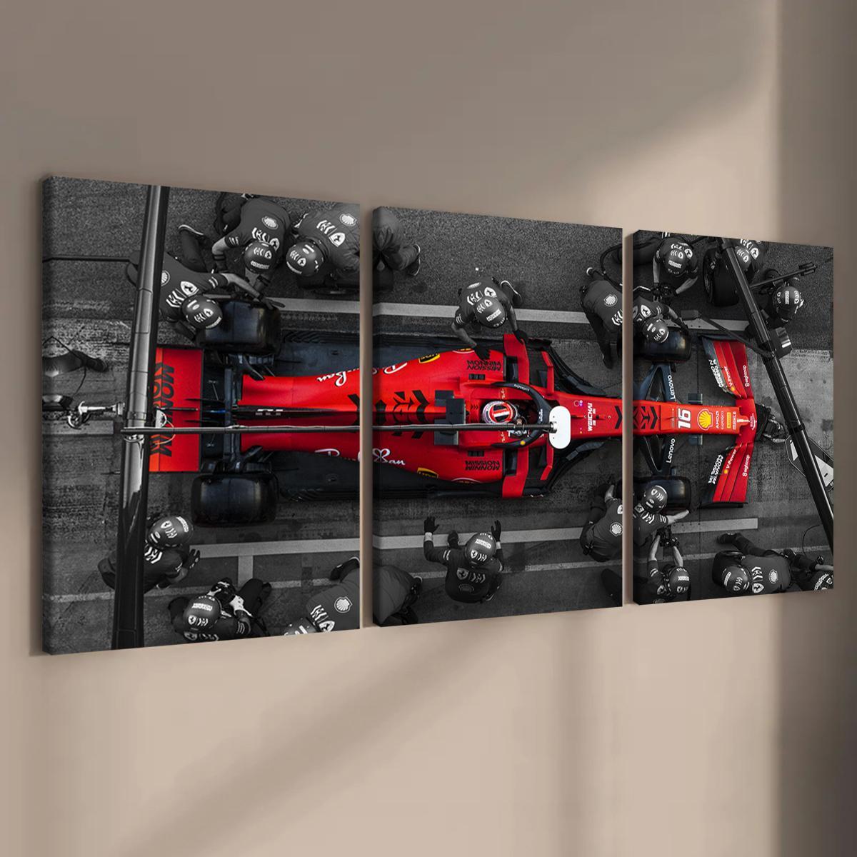 Formula Car Pattern Canvas Painting with Wooden Frame, 3 Counts/set Modern Art Wall Decor, Wall Art for Home Living Room Bedroom Office, Decoration, Print, Artistic