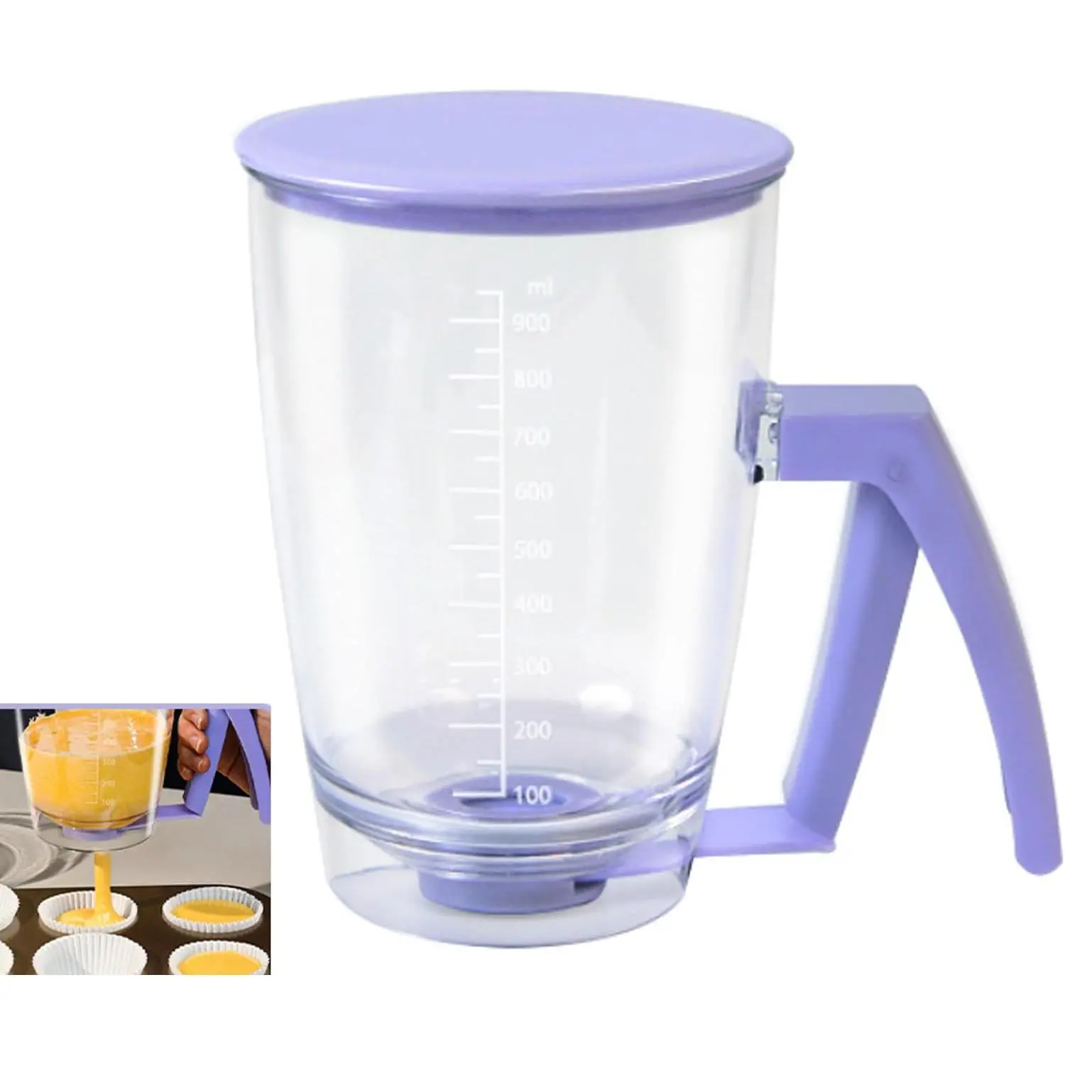 Pancake Batter Dispenser with Squeeze Handle,  | Measuring Marks, For Pancakes, Waffles, Muffins, Crepes & Cupcakes