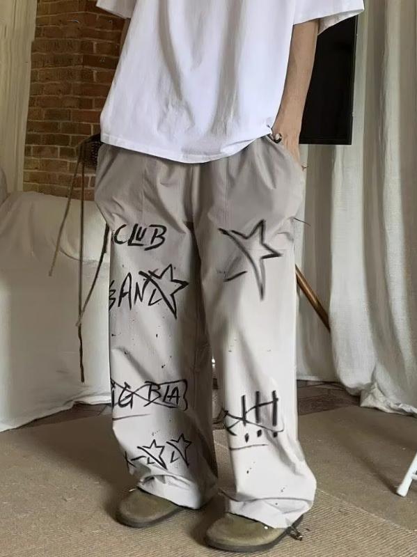 Kyn Apparel Y2k Doodle Hardwear Wide Leg Casual Parachute Pants Men Streetwear Hip Hop Baggy Long Trousers Designer 2026 New