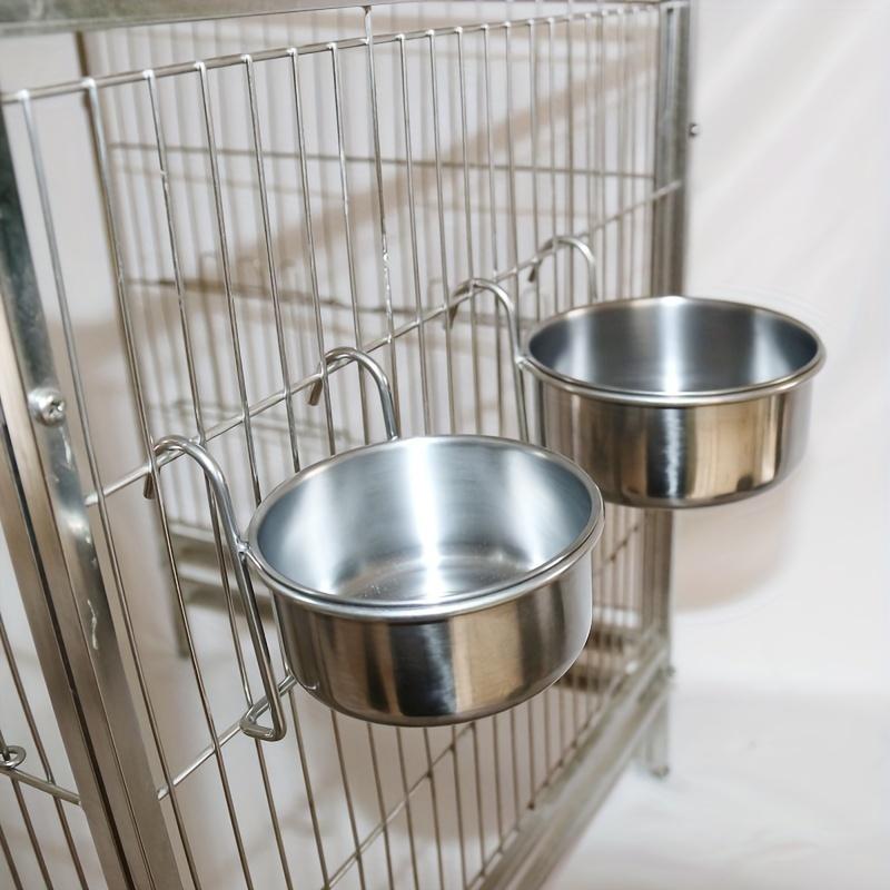 A non-spillable stainless steel hanging dog bowl with gripper, Hanging Feeder, hanging dog cage feeding basin to protect the neck