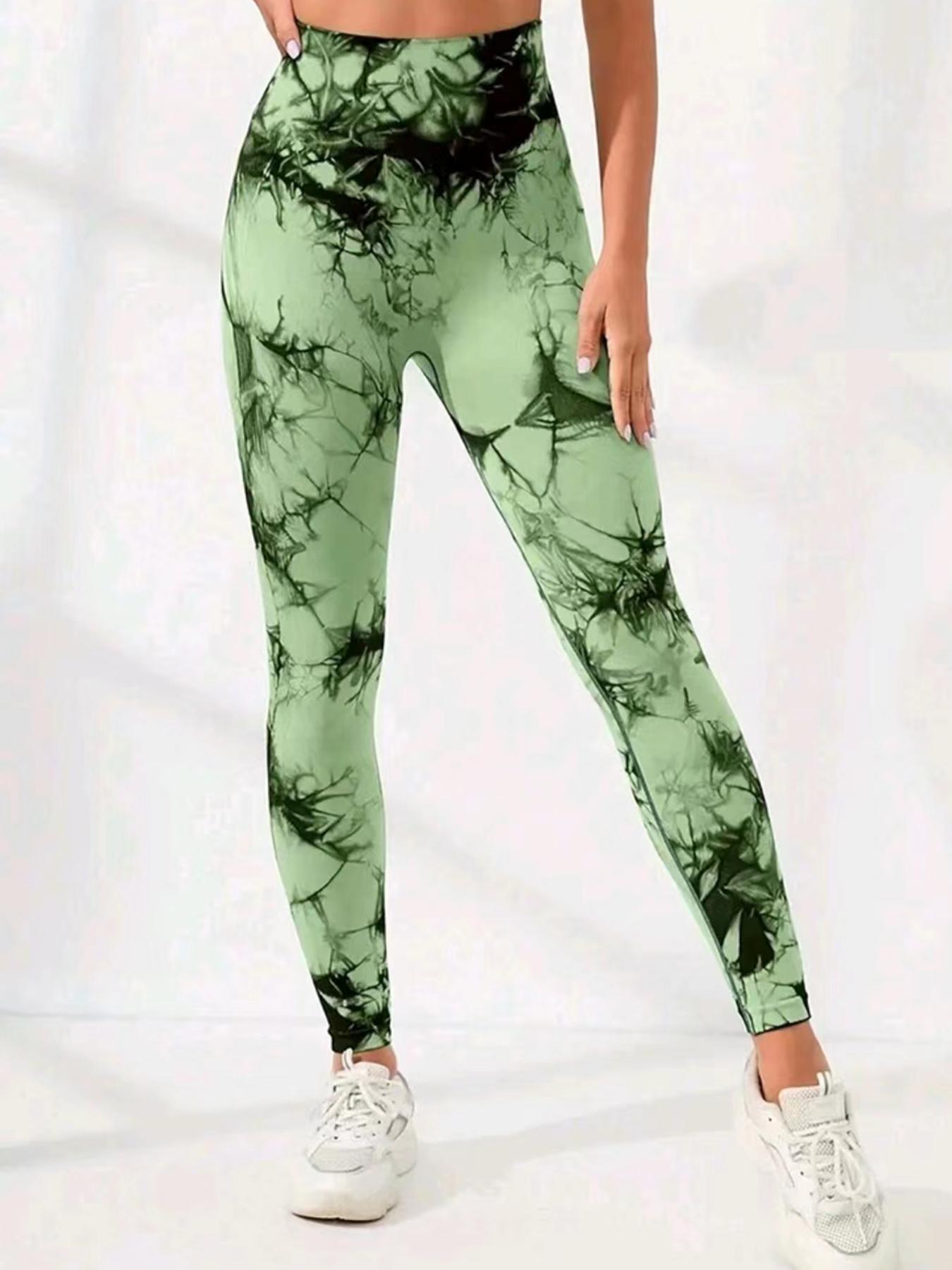 Women's High-Waisted Seamless Yoga Pants, Tie-Dye Sports Leggings, Elastic Hip-Lifting Gym Wear, Comfortable Fashion for All Seasons