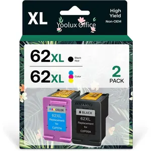 62XL High Page Yield Ink Cartridge Replacement (450 Pages) 2-Pack - Black, Tri-Color, Compatible with HP Envy 5000 5540 5549 5640 5660 7600 7640 8000 Series, OfficeJet 5740 5741 8040, Mobile 200 250, Hp Printers Envy 7600