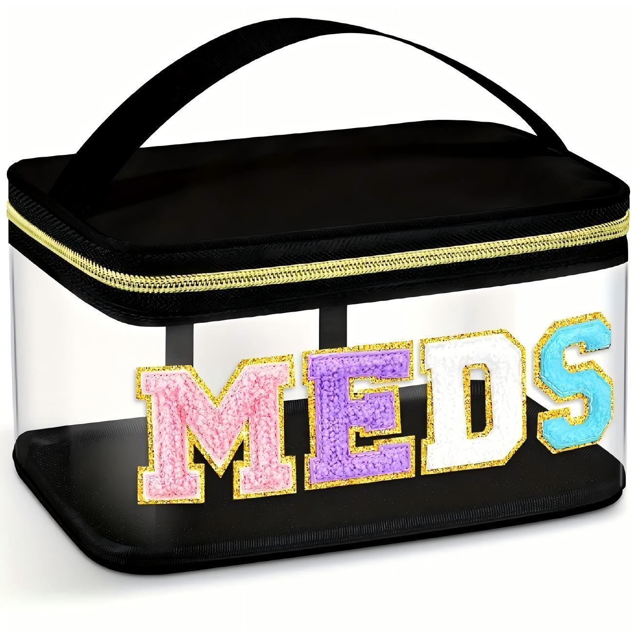 Hot Selling Fully Transparent Storage Bag with Embroidered Letters, Versatile Medicine Storage Bag for Easy Access, Hand In Hand Bag for Daily Organization, Space Saver Bags