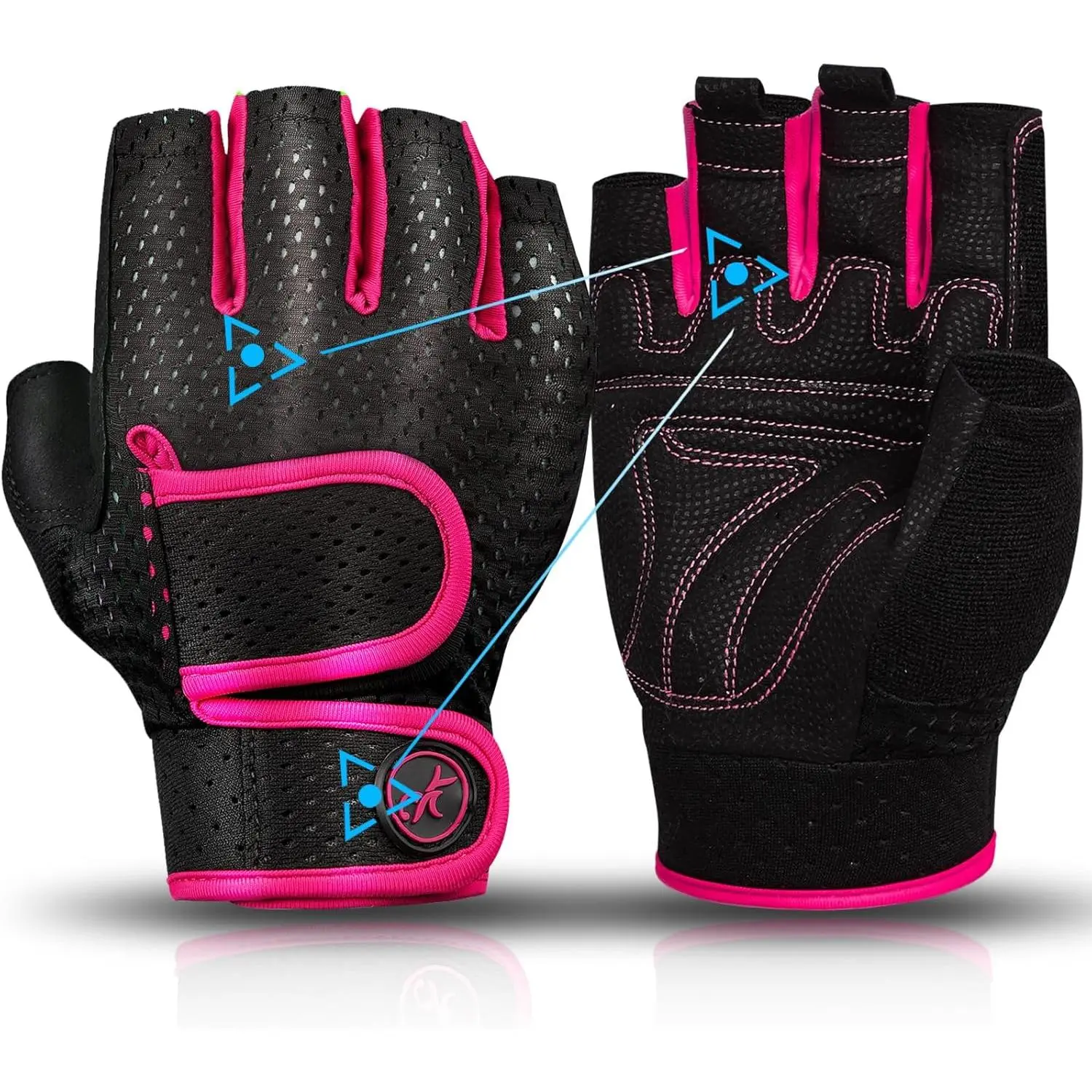 Unisex Functional Padded Fingerless Gym Gloves, 3MM Gel Cushion Weight Lifting Gloves with Strong Grip, Suitable for Weightlifting, Pull-Ups, Hanging Training