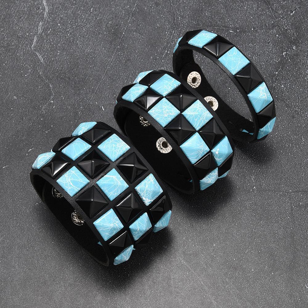 3Pcs/Set Fashion Contrasting Rivets Leather Wrist Friendship Big Wide Bracelet For Male Female Buckle Vintage Punk Jewelry