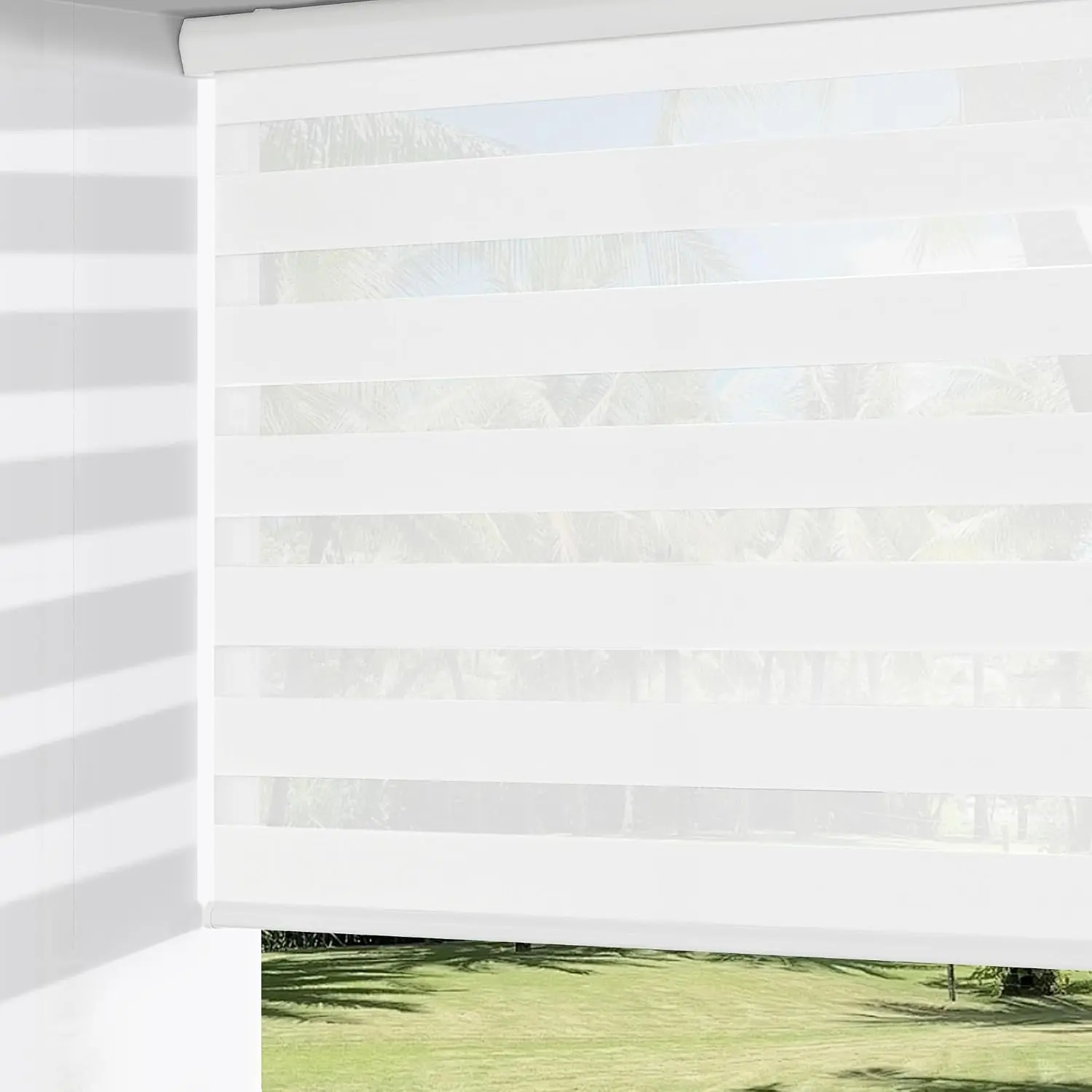 Indoor Window Polyester Roller Blinds - 20" W x 72" H White Dual Layer, Day-Night Light Control, Free-Stop Pull, Light Filtering Home Interior Blinds, Indoor Windows