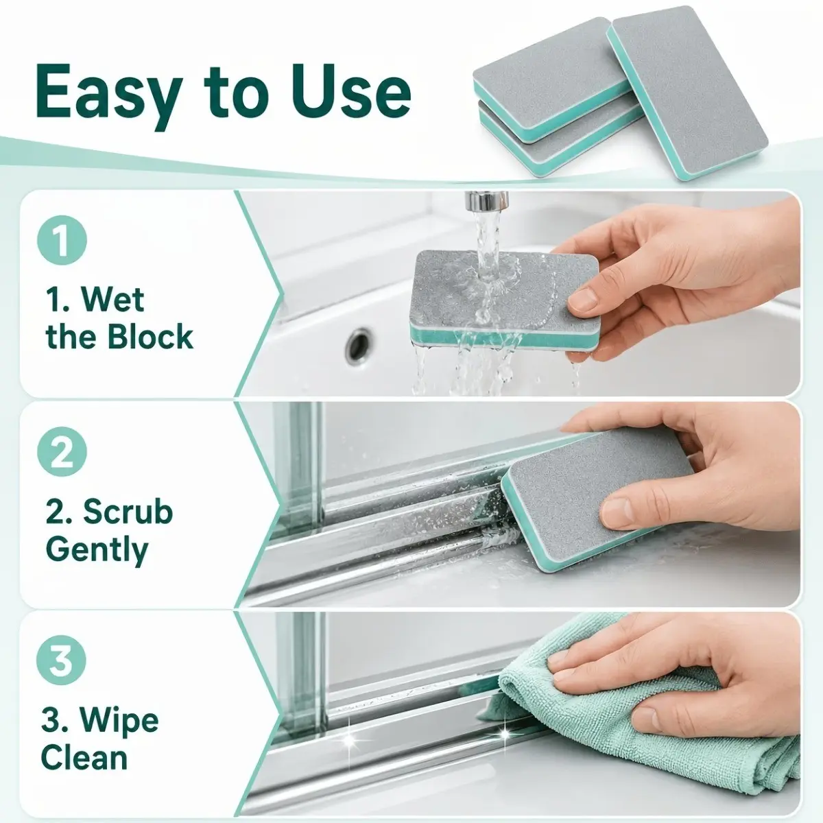 7-Pack Multi-Purpose Magic Limescale Cleaning Sponge, Double-Sided Reusable, Powerful Stain Remover for Bathroom, Kitchen, Windows, Dual Sided Sponges