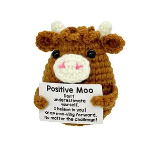 Handmade Knitted Cute Cow Doll Toy, Cow Stuffed Animal, Christmas Gift for Boyfriend Girlfriend Kids, Emotional Support Decorative Item Positive Cow