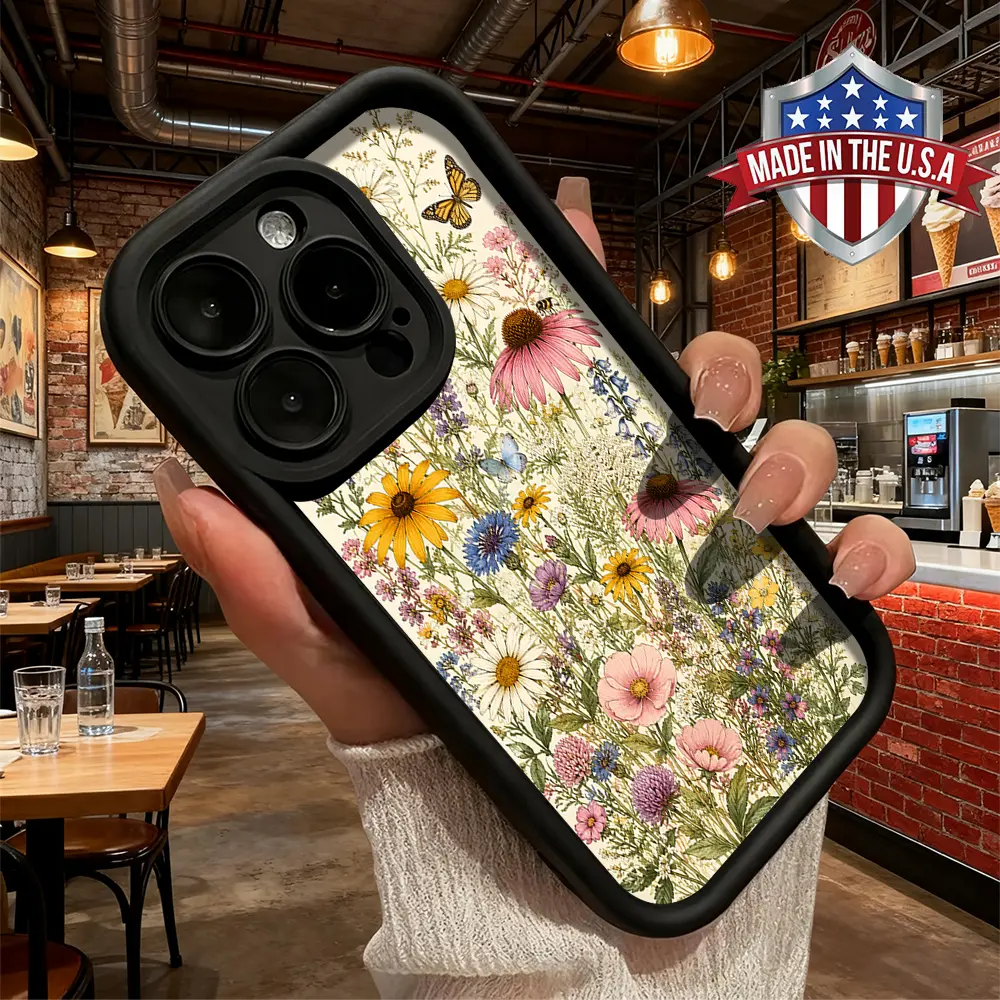 Vintage Wildflower Butterfly Floral Aesthetic Phone Case for iPhone 17 16 15 14 Pro Max 13 12 11 XR XS Plus Air Slim Shockproof Anti Drop TPU Protective Cover Birthday Mothers Day Gift, Colorful, Accessories