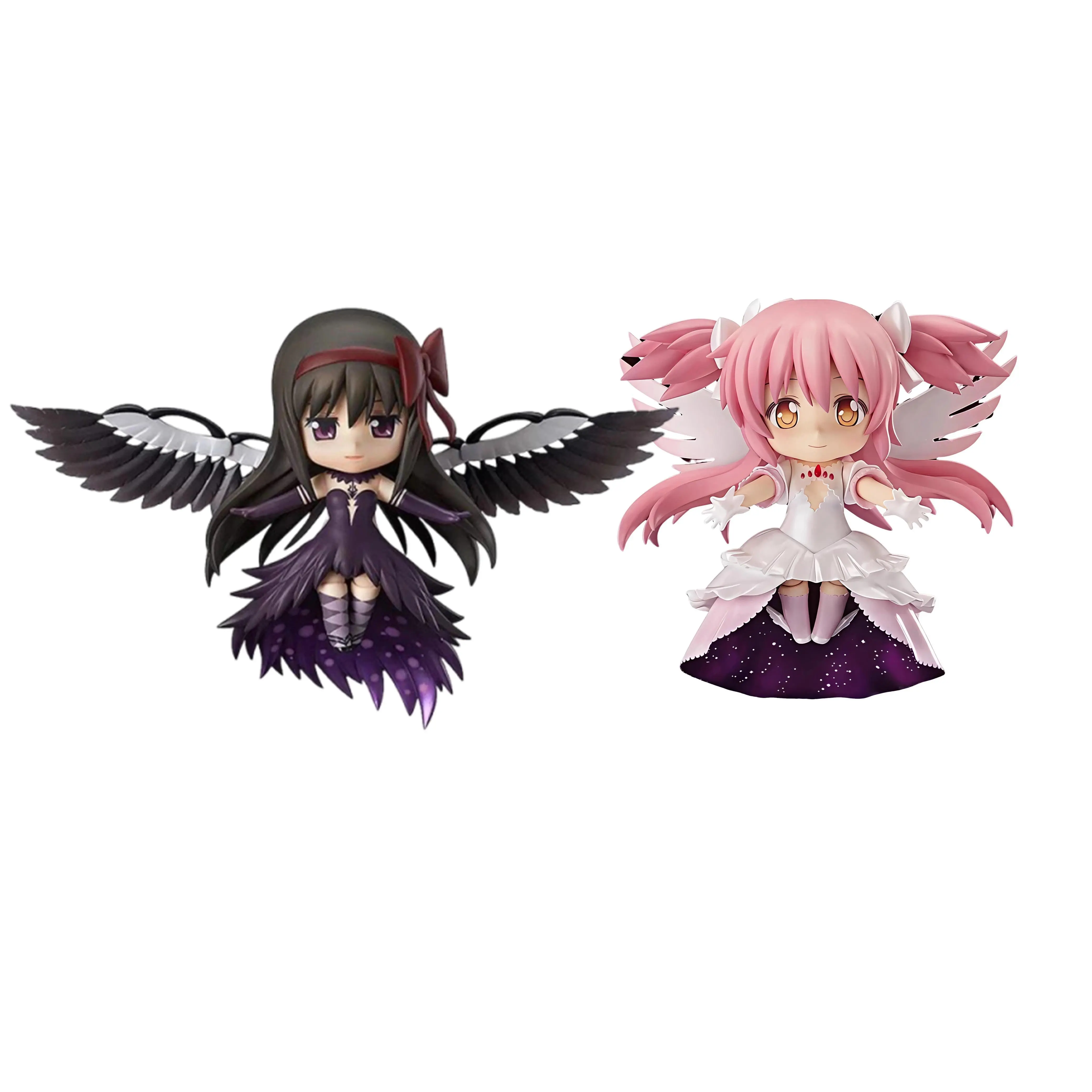 Puella Magi Madoka Magica Chibi Plastic Figure Collectible Set, Kaname Madoka & Akemi Homura Anime Statue Model, 100% New Desk Decoration, 1-3cm Error Kid Gift for Toys & Hobbies Enthusiasts