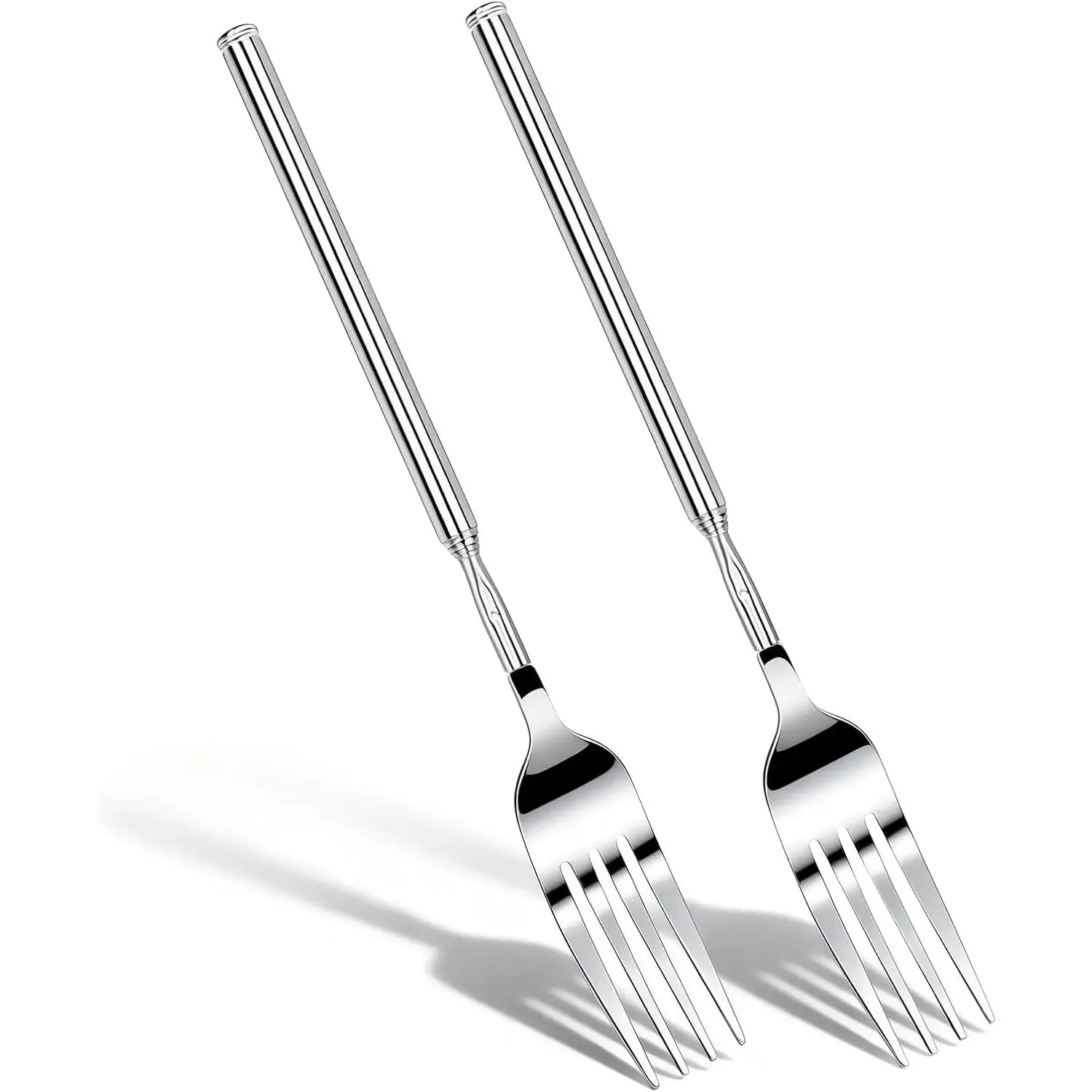 Extendable Fork, Expandable Forks for Jokes, Funny Extension From 8.7" to 25.4" Long Handle Stainless Steel Dinner Fork【2 PCS】
