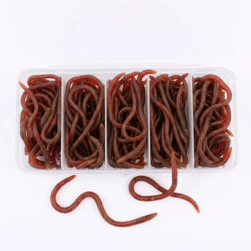 100pcs Soft Lure Bass Bream Bloodworm FishingEarthworm Worm Rubber Red Worms Baits