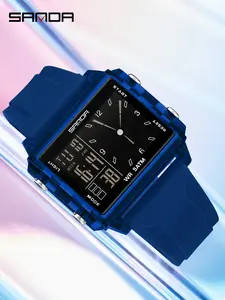 Sanda sports and leisure watch, men's and women's LED fluorescent fashion electronic watch, multifunctional waterproof night light silicone strap, youth watch, couple watch gift, Luminous Waterproof Watch
