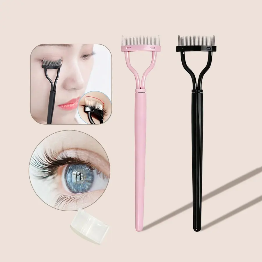 Portable Eyelash Separator Comb with Dust Cover, Multi-Functional Eye Makeup Tool, Ergonomic Non-Slip Handle, Travel Essential, Daily Makeup Assistant