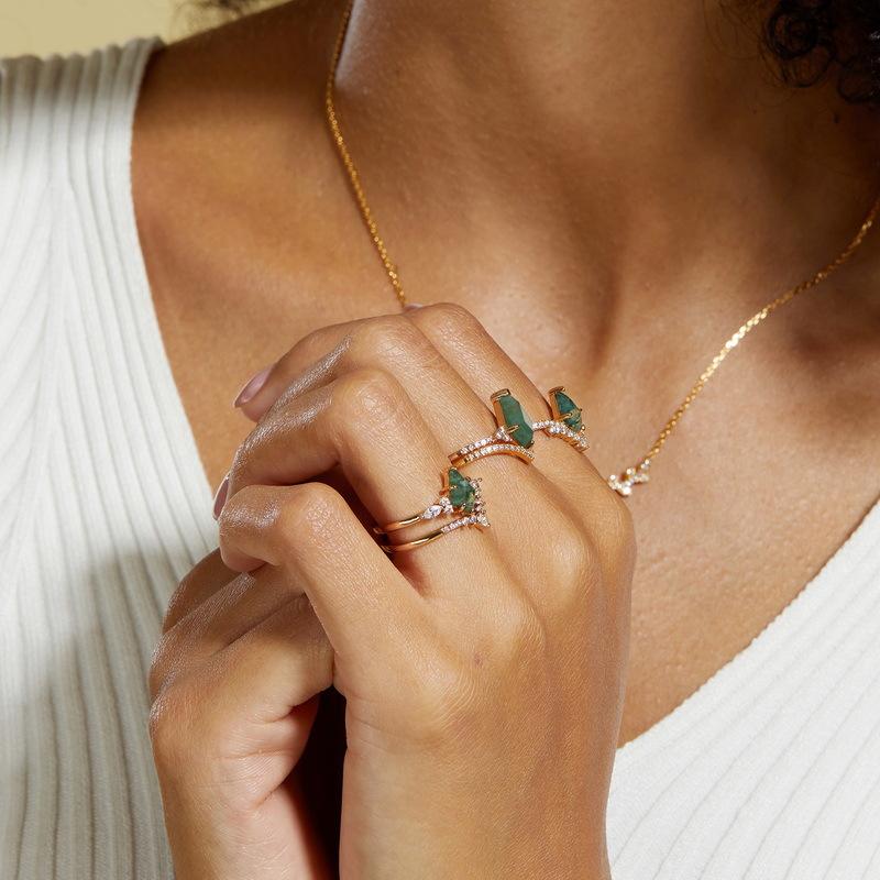 Tarnish Resistant S925 Sterling Silver Moss Agate Ring Chunky Gold Plated Women Vintage Statement Ring Elegant Green Moss Stone Jewelry Gift