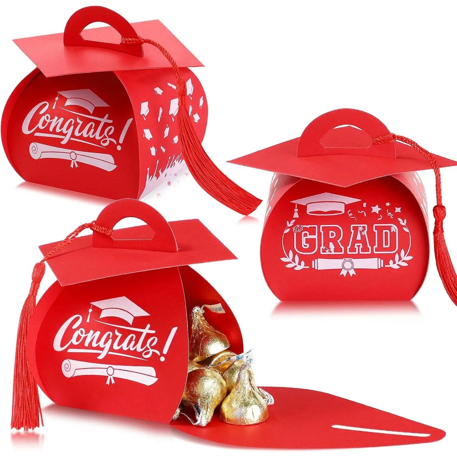 30 count Graduation Cap Candy Box 2026 Graduation Prom Boxes Party Favors  with Tassel Centerpieces for Tables Decorations Grad Party Supplies(Green)