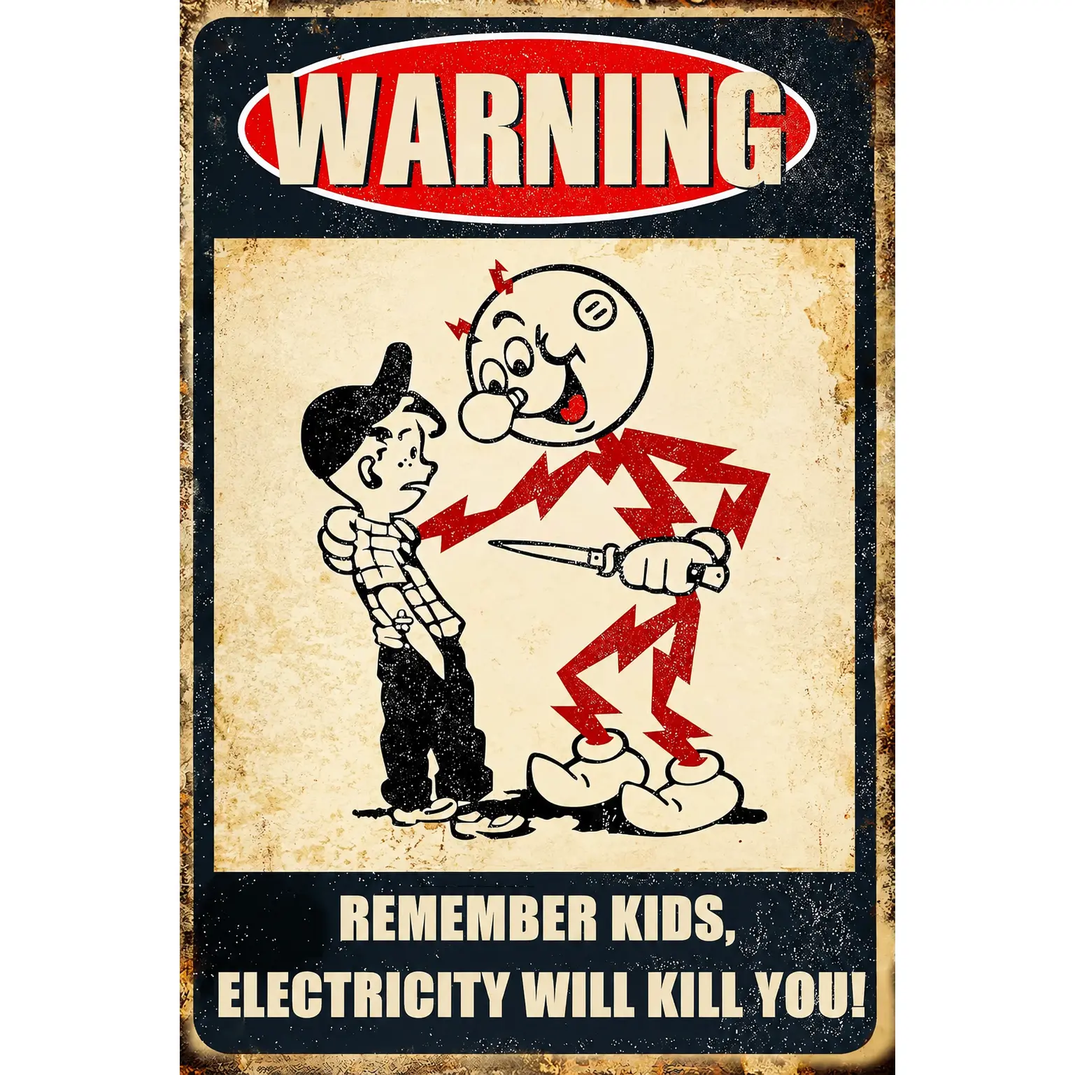 8x12 in Vintage Retro Industrial Metal Tin Safety Alert Sign, Electrical Warning Plaque for Home Workshop Wall Decor, Indoor-Outdoor Gift (Home Supplies)
