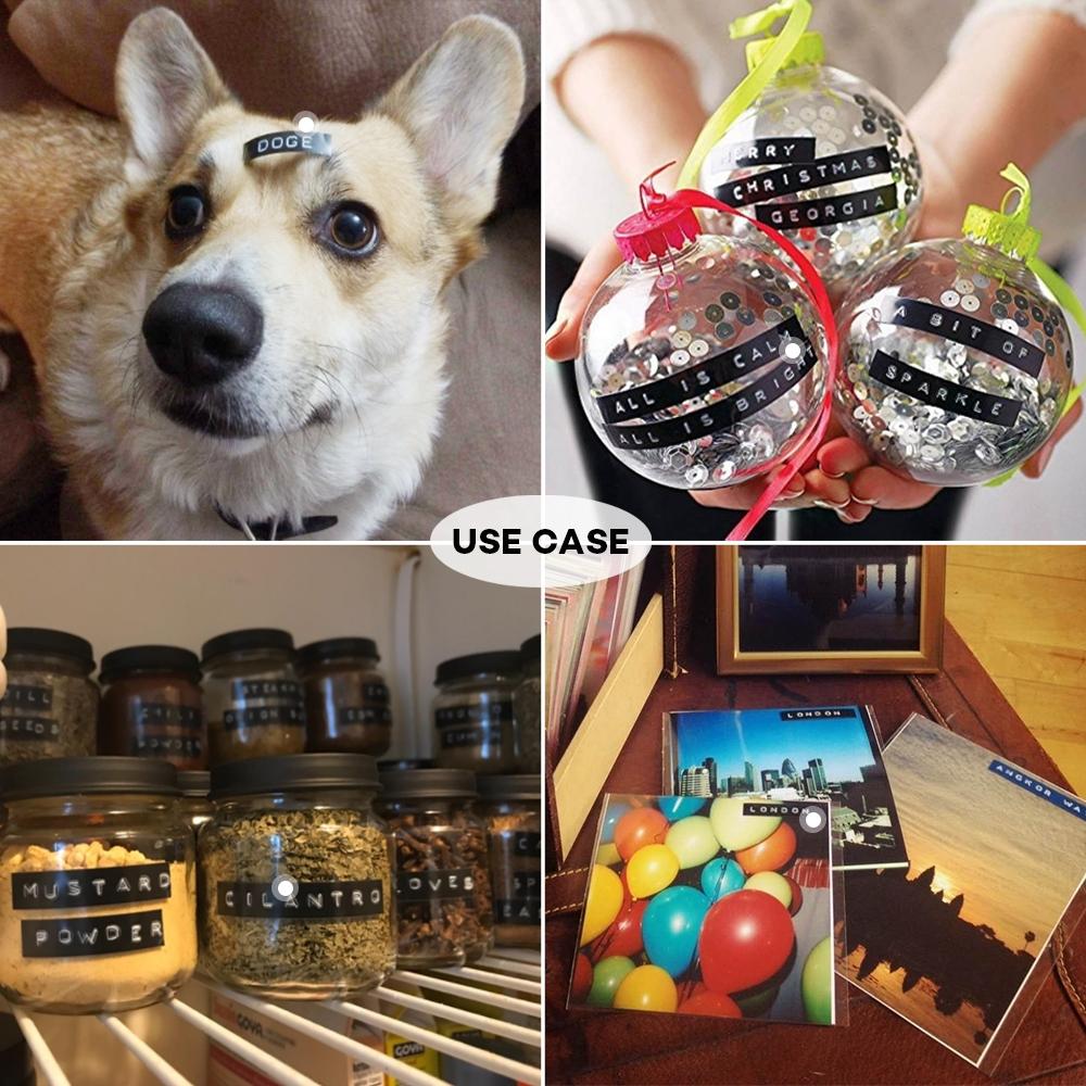 Mini Manual Printer C101 Label Embossing Tape Printer, Small Typewriter with 2 Rolls Ribbon, Handheld Stamping Machine for Notebooks, Portable