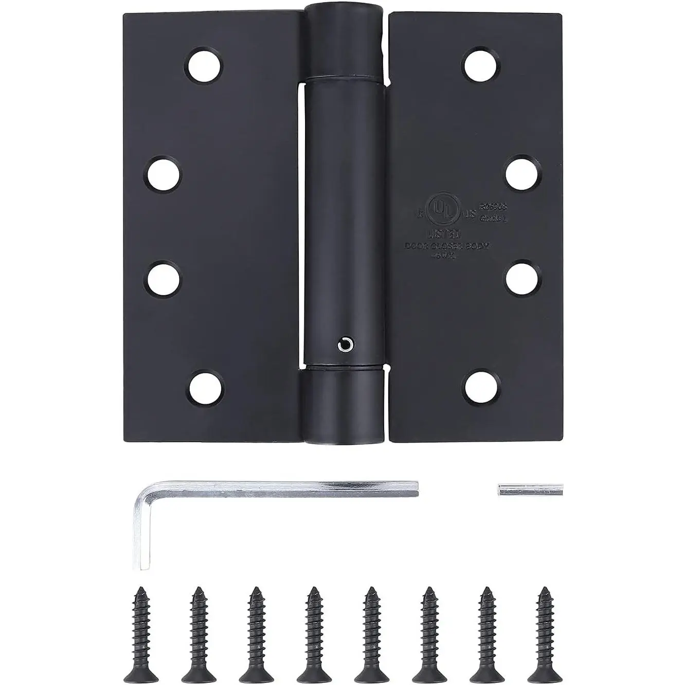 3 Pack Black 4"x4" Residential Door Hinges | Reversible, Self Closing, Squared Corners, Auto Close Spring Hinge