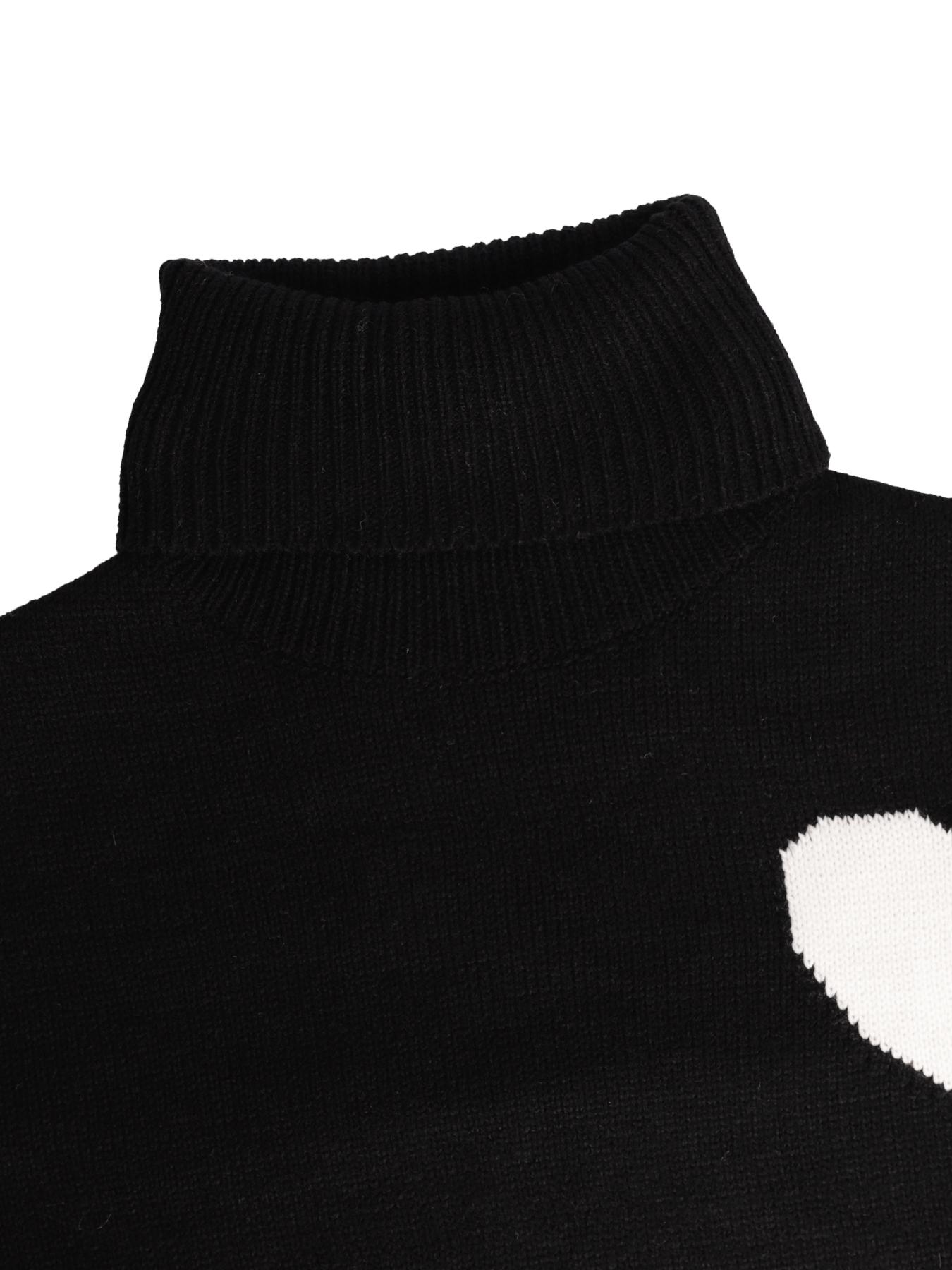 Women's Heart Print Drop Shoulder Sweater Dress, Casual Long Sleeve High Neck Jumper Dress for Fall & Winter, Fashion Women's Clothing for Daily Wear Womenswear Turtleneck