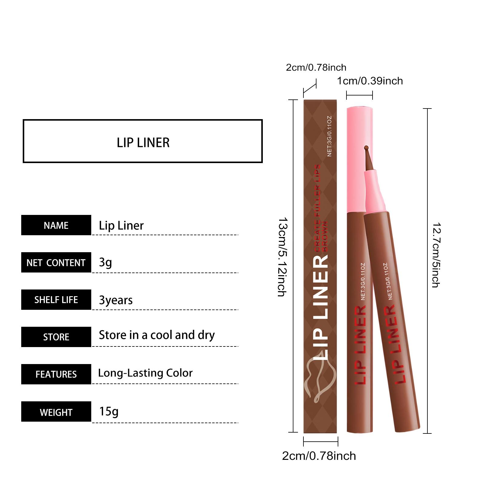 AMZ The Brown Waterproof Lip Liner Pen Is Versatile, Natural, Long-Lasting, Easy To Apply Color, And Not Prone To Smudge. It Is A Waterproof And Plumping Lip Liner Pen