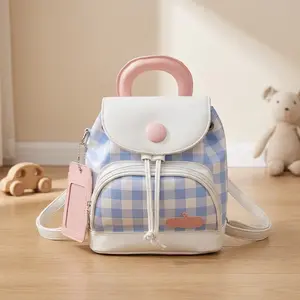 Graduation Gift for Her 2026 – Cute Aesthetic Plaid Backpack for Teen Girls, Spring New Color Block Checkered Student Bag, Premium Fashion Travel School Backpack for College