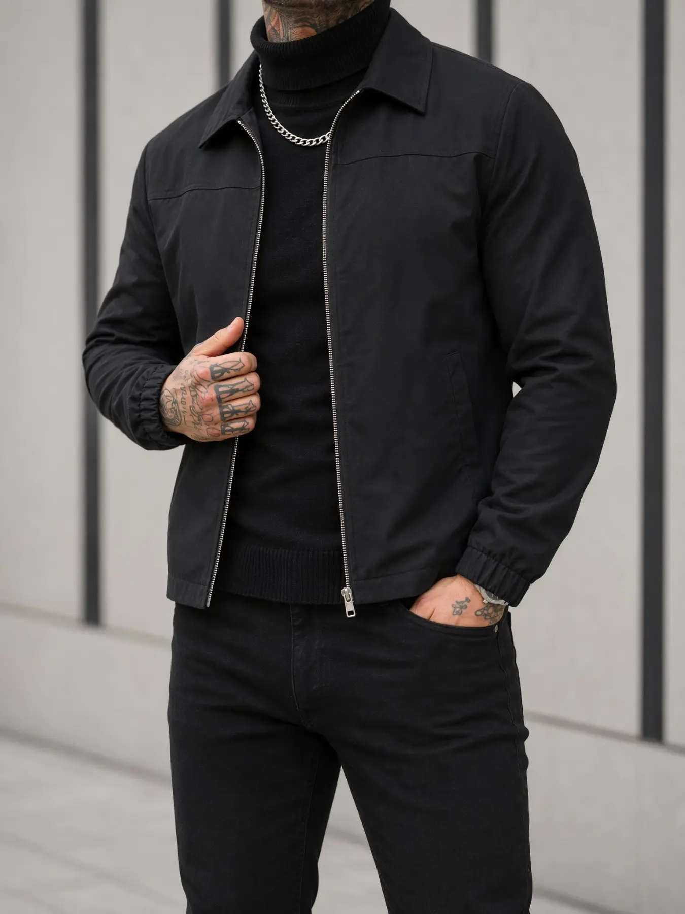 Men Lapel Collar Coach Jacket Full Zip‑Up Windbreaker Elastic Cuffs Hem Lightweight Casual Long Sleeve Outerwear For Men Daily Commute Spring Fall Street Outfit