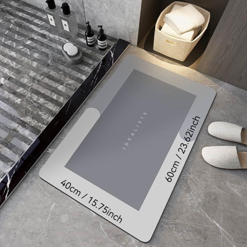 Letter Pattern Bathroom Mat, Diatomite Absorbent Non-slip Bath Mat, Rectangle Bathroom Accessories Doormat, Bathroom Decorative Mat, Bathroom Drying Doormat for Home Decor