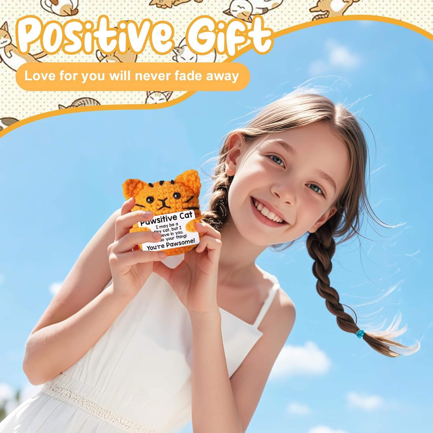 Add a touch of cuteness to your desk with this soft handmade orange cat crochet toy! Exquisitely made with cotton yarn, it’s perfect as a sweet decoration for office and study. A lovely little gift for all ages that brings joy and comfort toyourdaily life