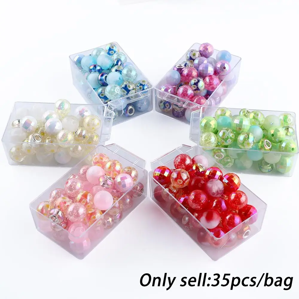 35PCS acrylic double-layer daisy beads, dye beads, lamp beads, transparent acrylic spacer beads, Diy mix beads can be used for DIY ballpoint pens, keychains, bags, pendants Beads For Crafts Bead Assortment Beads Set