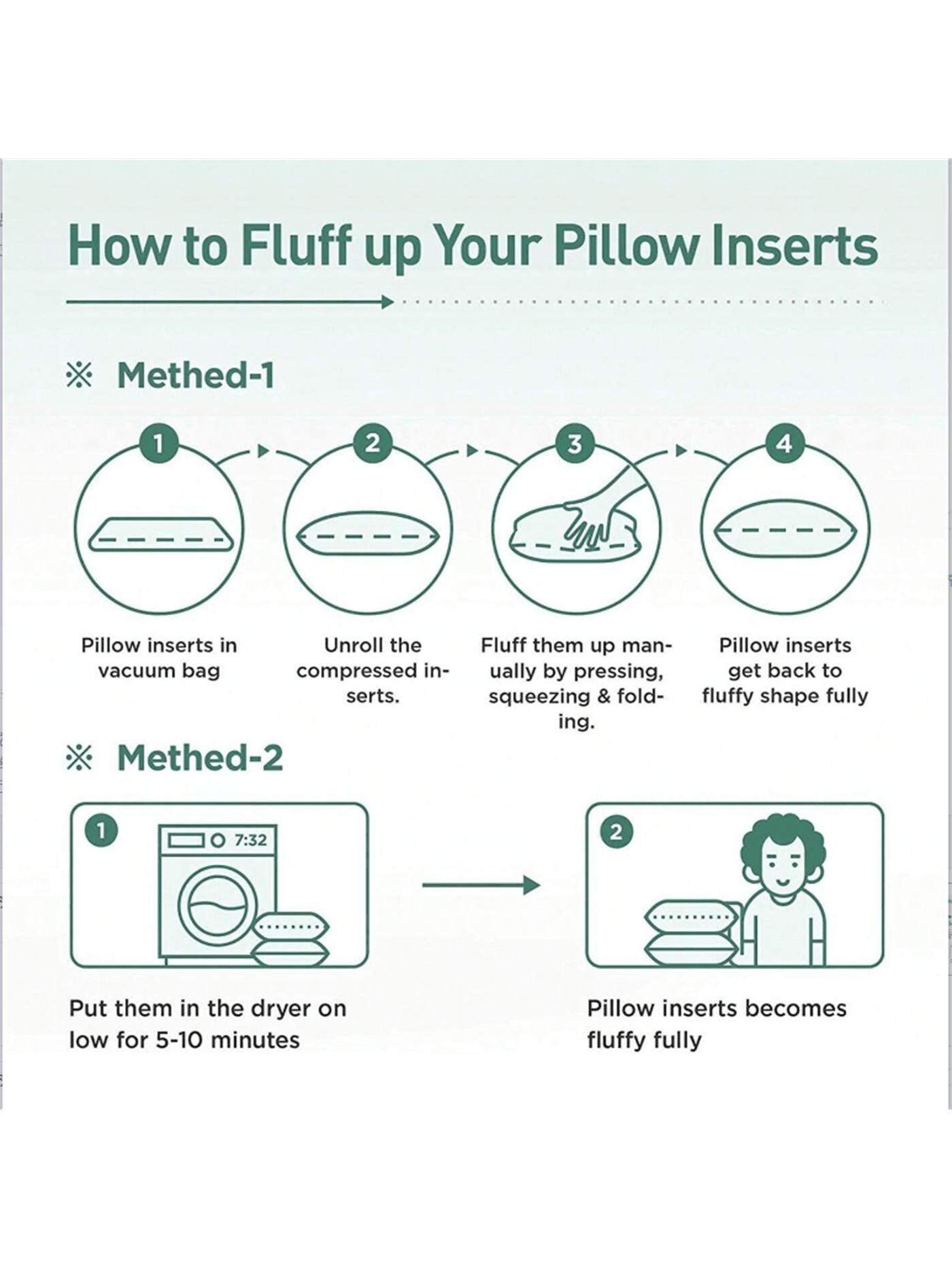 Multi-Size Microfiber Pillow Insert, Soft Cushion Core for Sofa & Bedroom, Durable Polyester Filling, Medium Mattress Feel, Soft Memory Foam