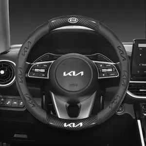 Carbon Fiber Leather Car Steering Wheel Cover, Anti-Slip Protection, Compatible with Kia Models, Durable and Stylish Design