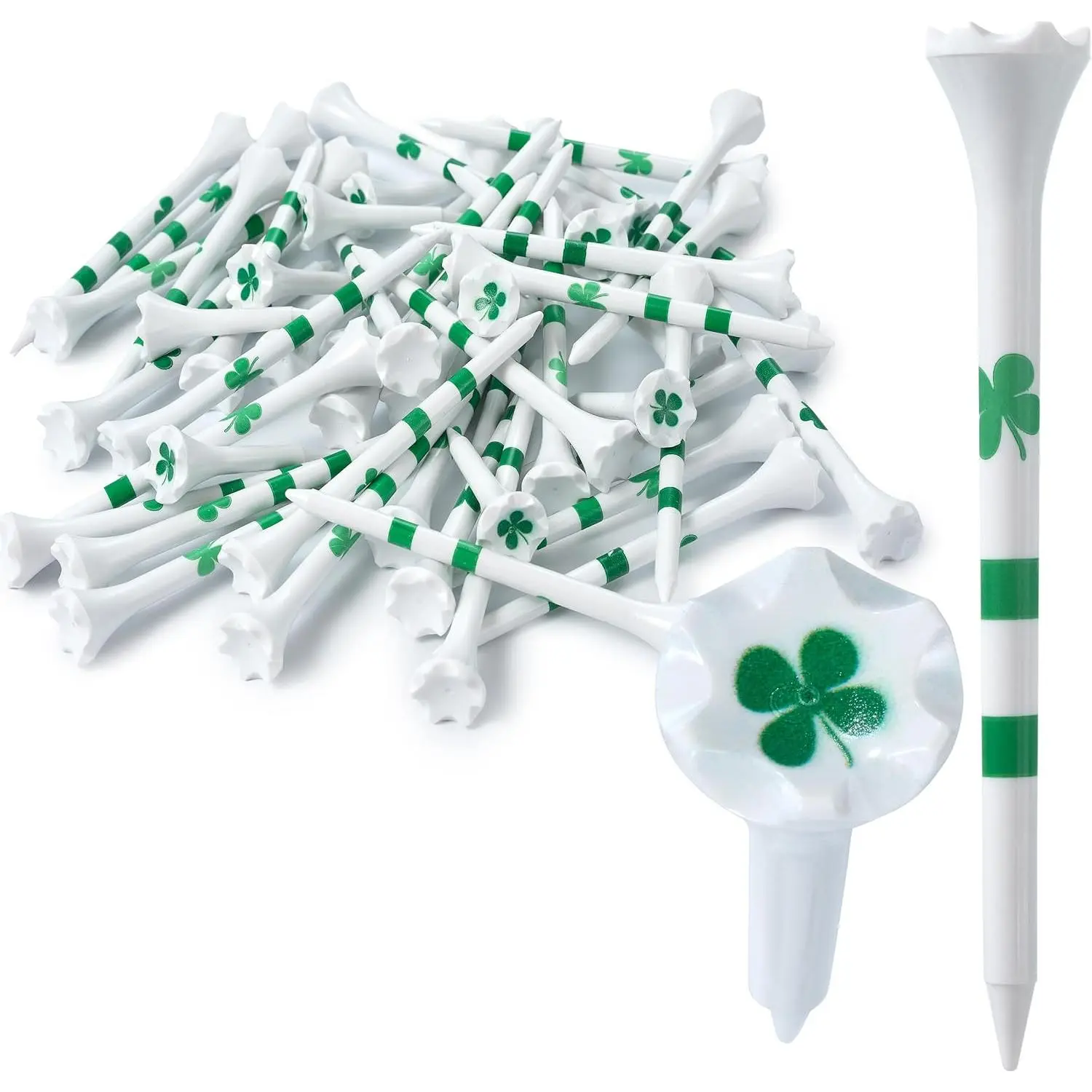 Golf Tees Plastic Combo Length Pack of 50 Includes (40 Count) 3  1/4 " Plastic Golf Tees + (10 Count) 1 1/2  Plastic ShortTees for Irons, Hybrids, Par Threes