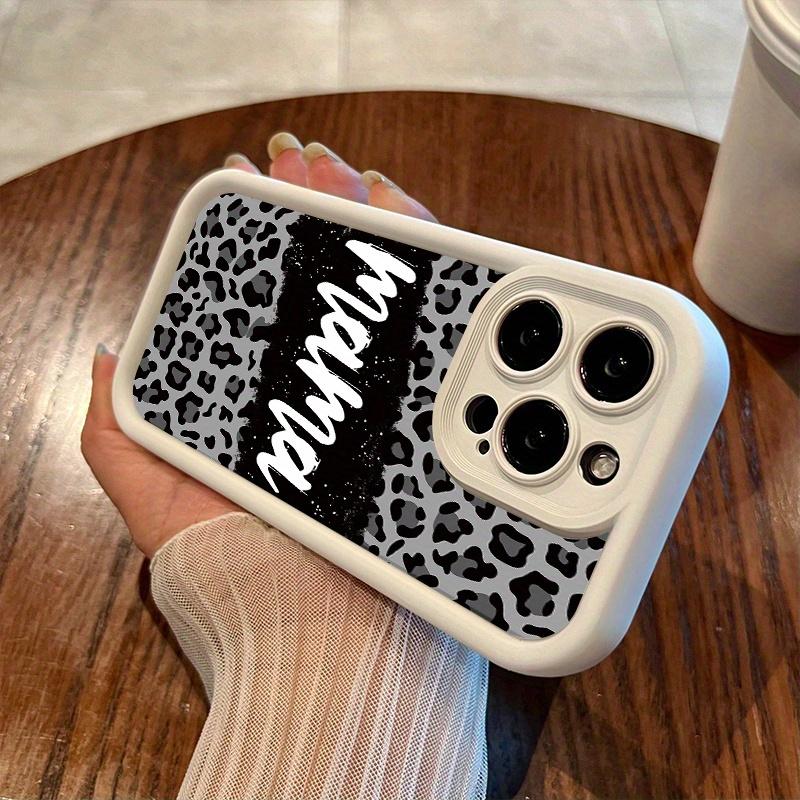 "MAMA" Leopard Print Case for iPhone 16 15 14 Pro Max 13 12 11 XR XS Plus Shockproof Drop Protection Rugged Durable Silicone Cover