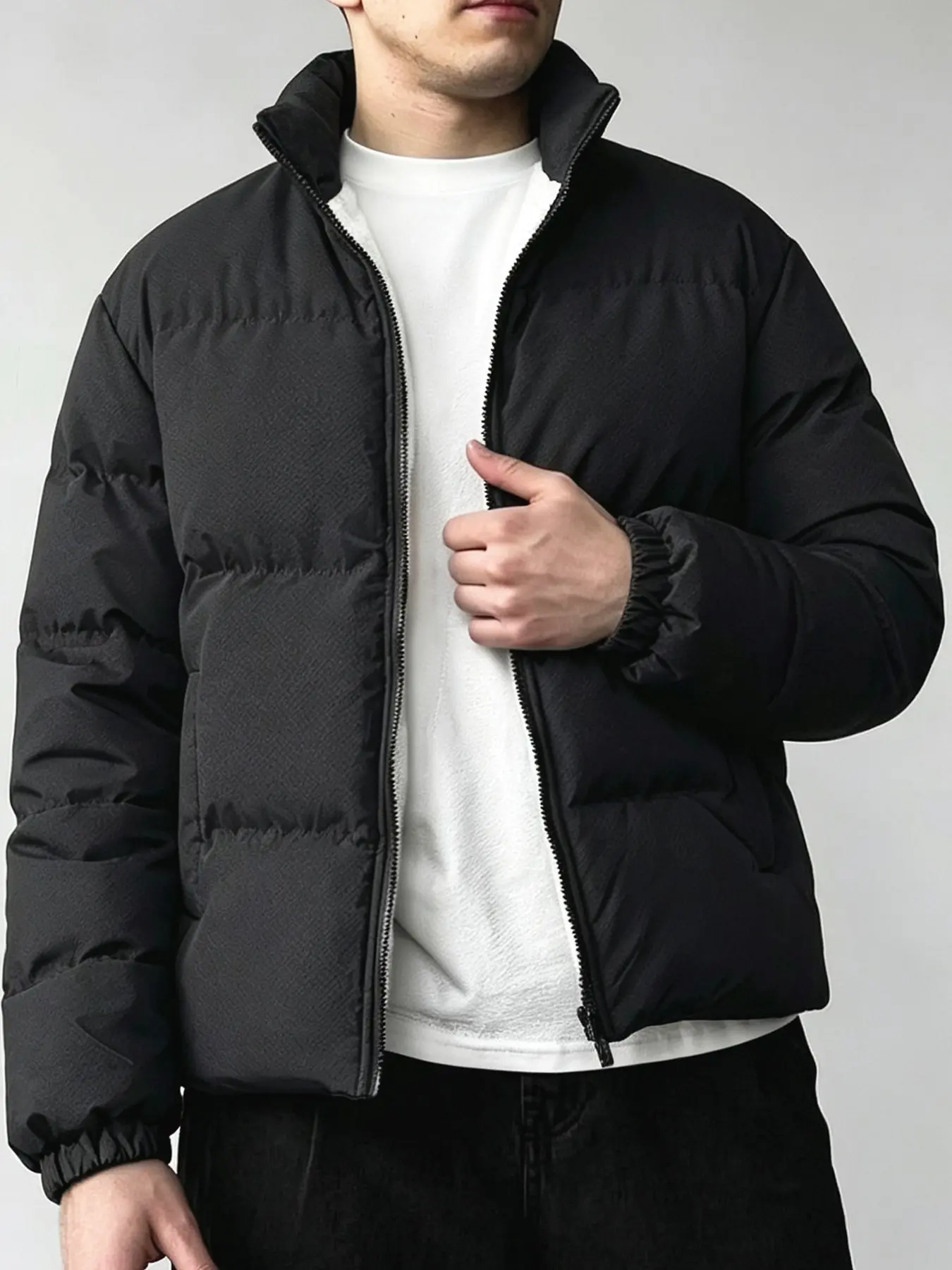 1 Piece Men Heavy Duty Sherpa Fleece Lined Winter Work Coat, Rugged Outdoor Workwear Style, Solid Black Color, Wrinkle Resistant Outer Shell, Wind & Cold Resistant, Loose Fit Long Sleeve Jacket for Ranch Work Logistics Delivery Outdoor Manual Work