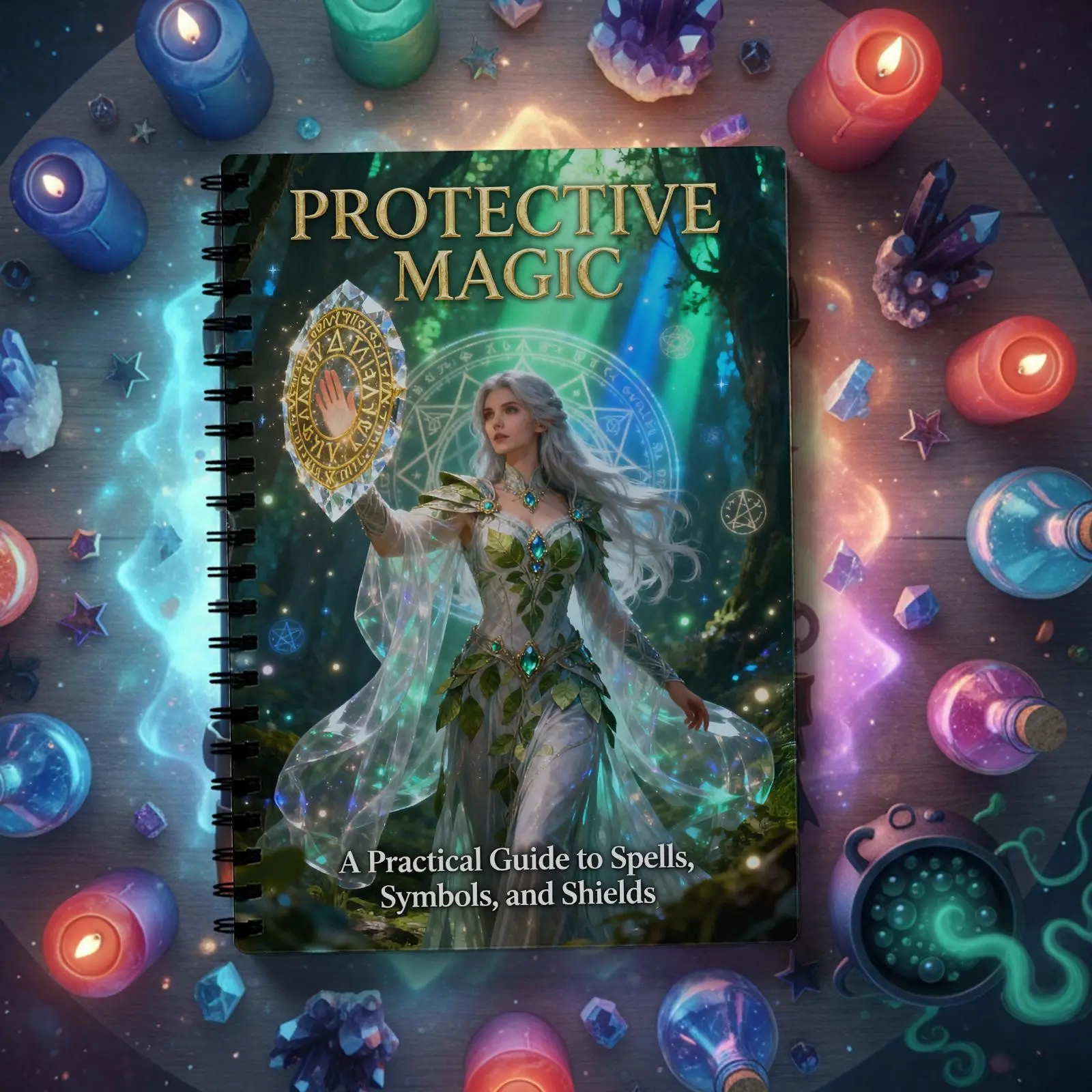 Protective Spells: A Magical Manual to Banish Negative Forces - Etiquette, Purification Spells, Spiritual Development Manual, Witchcraft Notebook, Symbols, Shields, Flexible Storage Book for Seasonal Celebrations, Halloween and Christmas Gifts