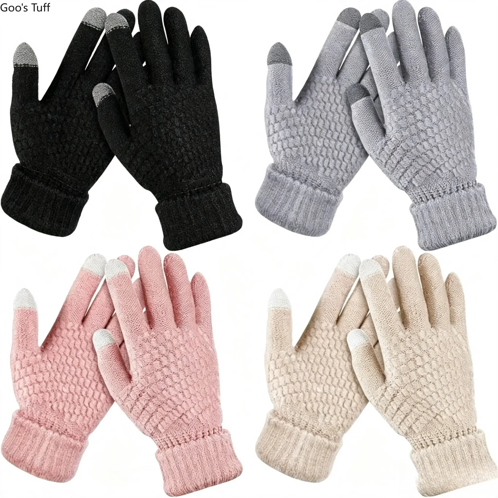 Gloves Velvet Gloves 4‑Pair Korean‑Style Women Velvet Gloves Thick Fleece‑Lined Touch‑Screen Compatible Hand Gloves With Elastic Cuffs for Winter Daily Wear Commuting Cold‑Weather Outing