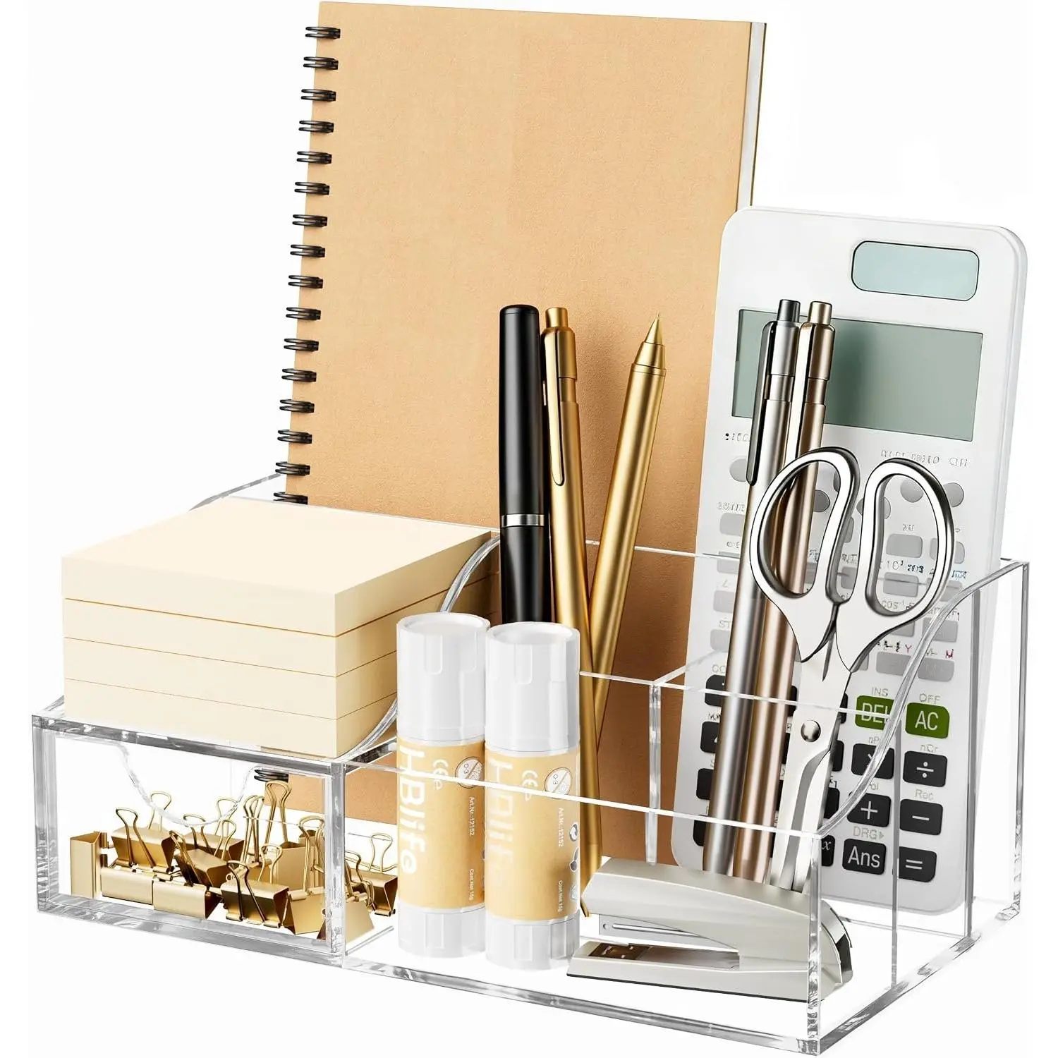Desk Organizer with Drawer, Pen & Pencil Holder, Multifunctional Desktop  for Office  and Organization (Clear)