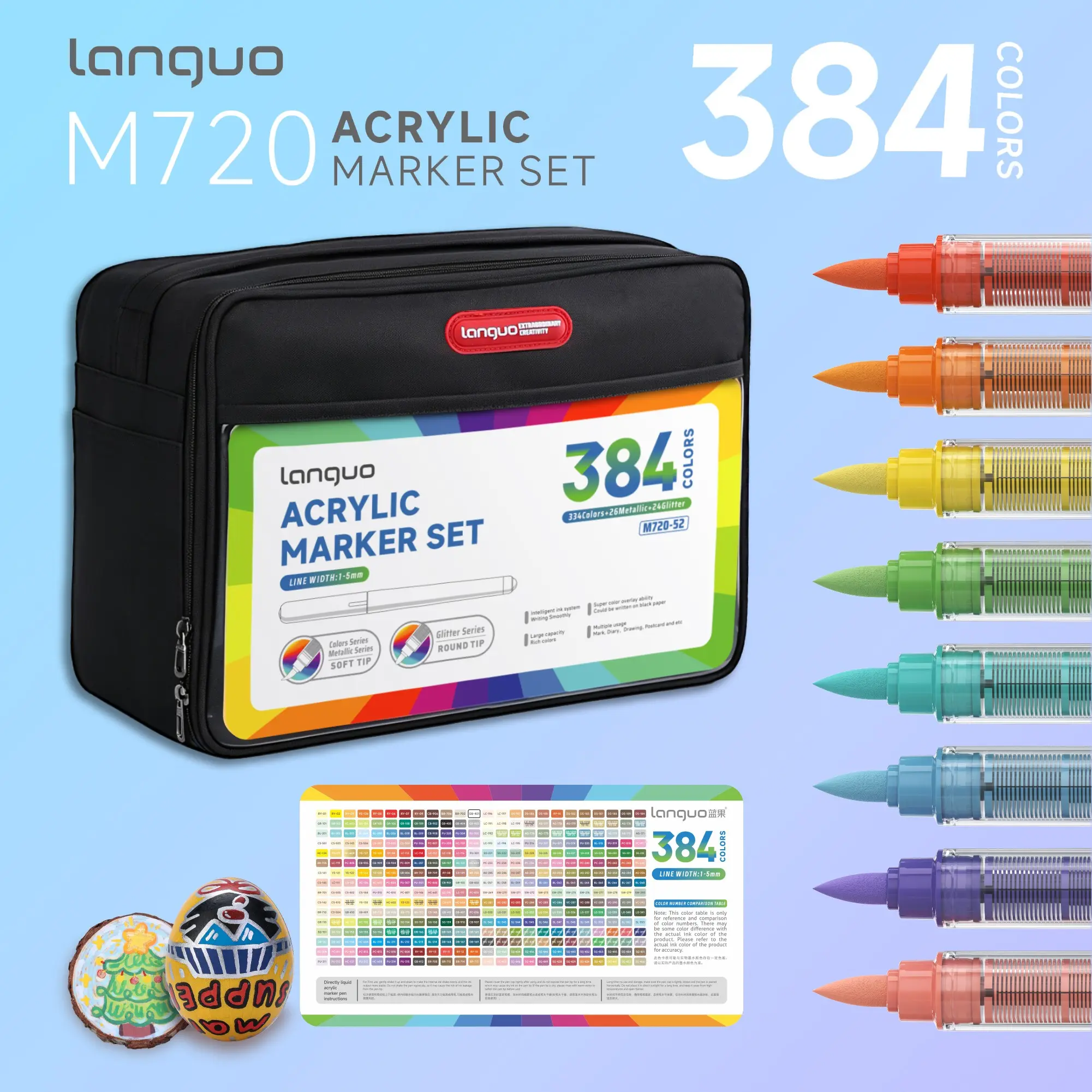 240/288/384 Color Soft Tip Acrylic Marker Set, Writing Pen, Fluorescent Pen, Non-Permeable Art Markers, Back-To-School Gift, Office Supplies