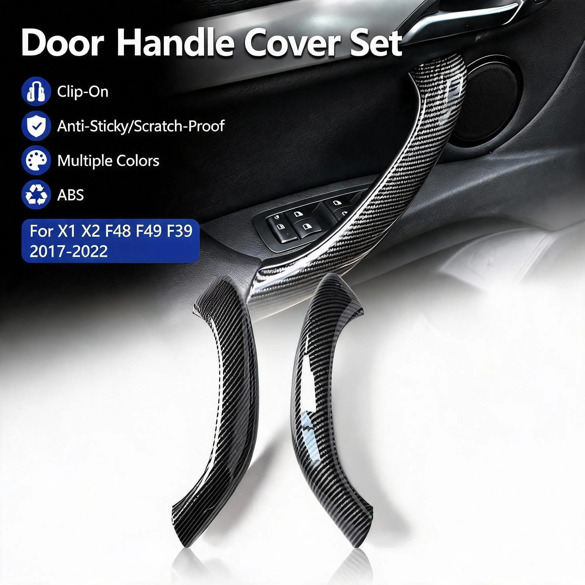Bmw X1 X2 F48 F49 F39 2017-2022 Abs Door Handle Cover Set, Snap-On Interior Trim, Multi-Color Options, Anti-Stick Anti-Scratch Upgrade Parts