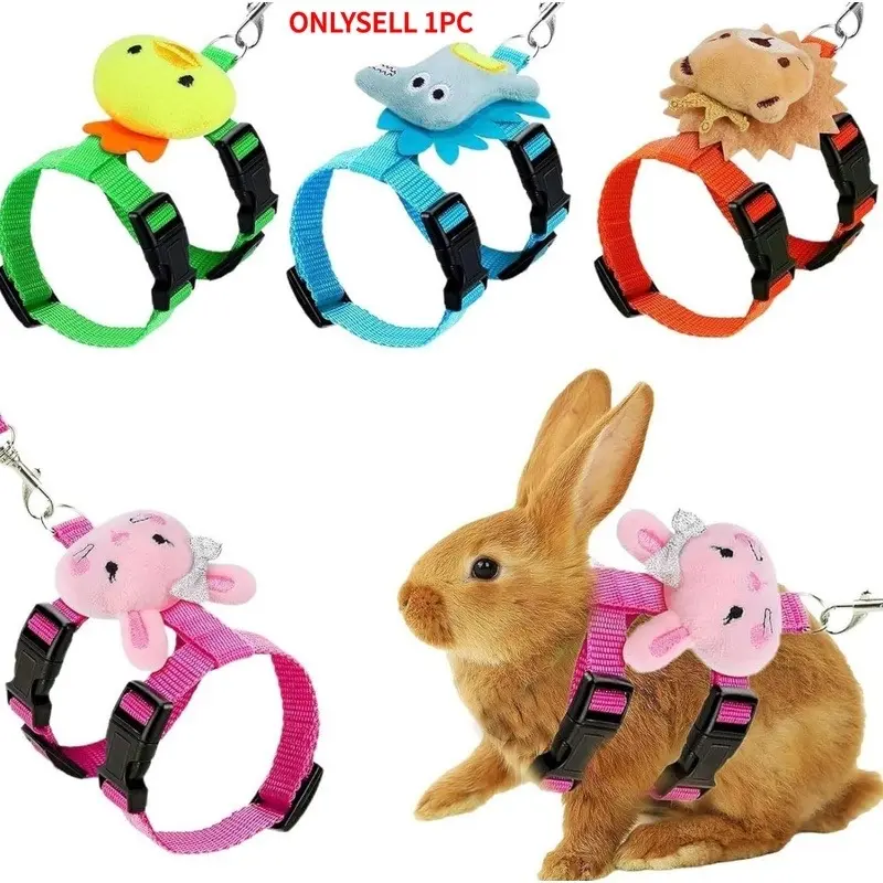 Rabbit Vest Traction Rope Small Pet Harness Adjustable Rabbit Harness and Belt, Small Pet Vest Harness Belt Trail Decorative Traction Rope Toys Suitable for Walking Bunny Harness