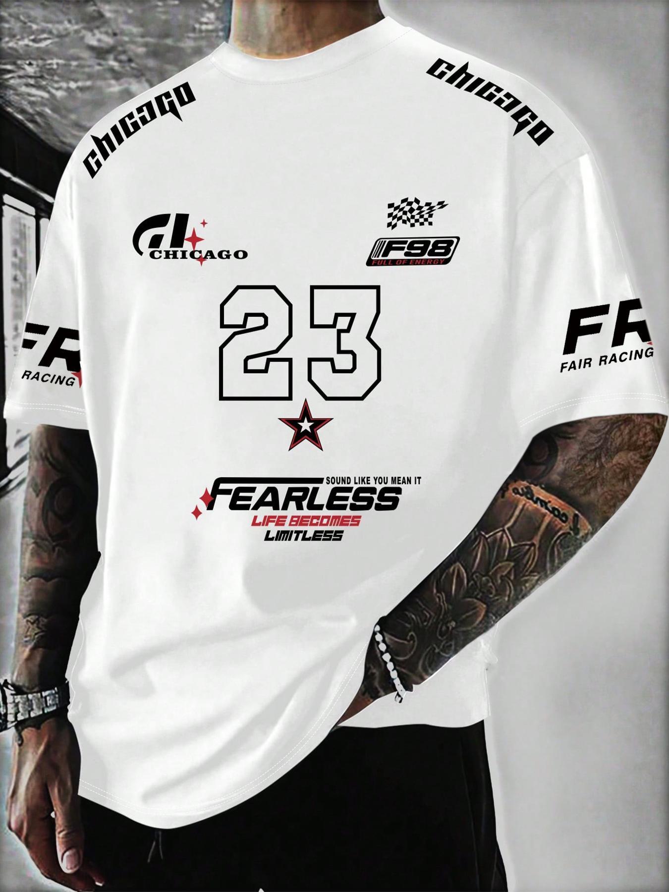 Unisex's Letter & Number Print Round Neck Tee, Regular Fit Casual Short Sleeve Crew Neck T-shirt for Daily Wear, Casual Graphic Design, Crewneck Streetwear, Casual Stylish Tee, Casual Style Tee