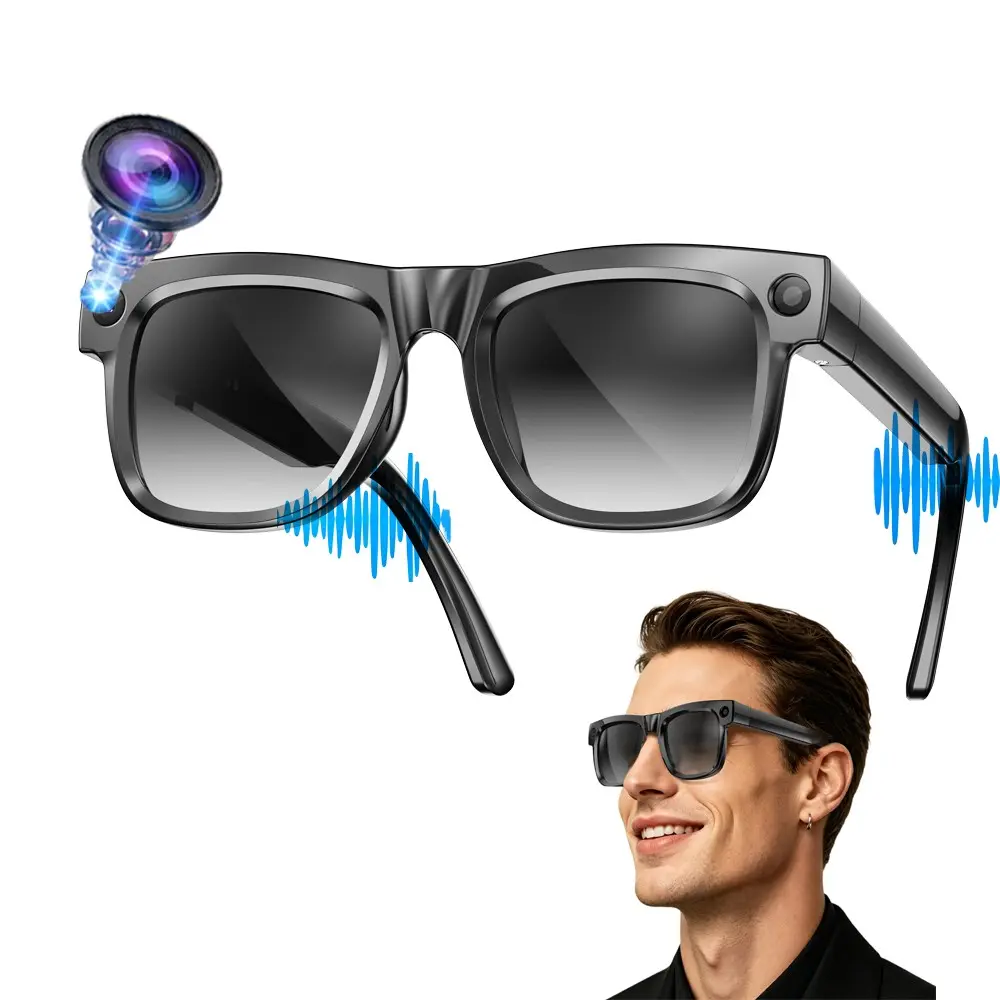 Audio Smart Glasses with 8MP Camera,One Click Photo Video Shooting,Hands-free Recording ,4GB Memory Build-in (No TF Card Need), 290Mah Battery, Bluetooth Calling ,HiFi Audio, Music Playback.AI Real Time Translation