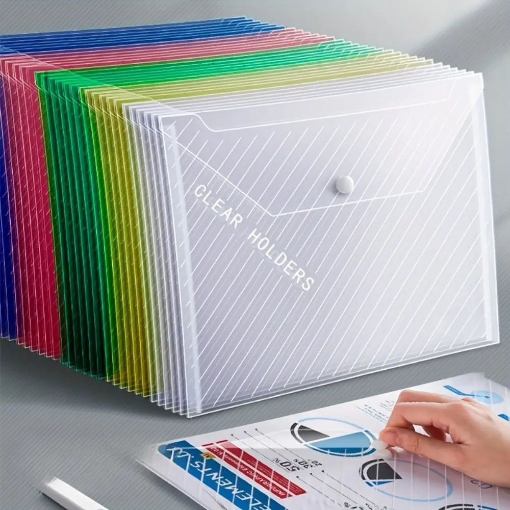 5/10/15 Pack, Color Transparent Folding File Bag, Used for A4, PP Plastic Student Folders, Easy To Organize Your School Supplies, Classic Styles, Diverse Colors - Ideal Choice for Document and File Organization