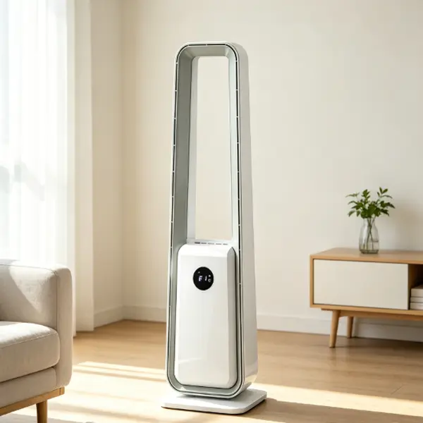 35" Bladeless Tower Fan with LED Display & Remote, 110V 36W Quiet Standing Fan, 3 Speeds & 3 Modes, 12H Timer, 65° Oscillation, Air Purification for Bedroom, Living Room, Office, White