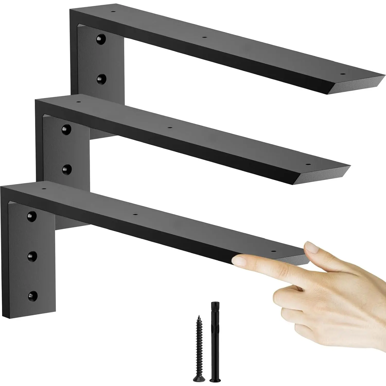 Countertop Support Bracket 16 inch 3 Pack (3/8" Thick), Heavy Duty Granite Countertop Brackets 16"x6"x2.5",Shelf L Bracket Mantel Corbels for Quartz,,Concrete and Laminate Countertops