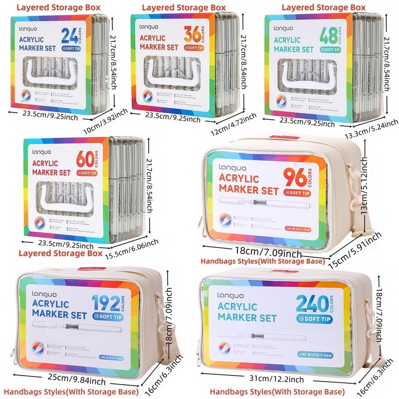 Acrylic Paint Marker Set, 24pcs/set Acrylic Paint Pen with Storage Base, Brush Tip Acrylic Paint Pen for Rock Painting, Ceramic, Wood, Canvas, Glass, Stone, Fabric, Art Supplies