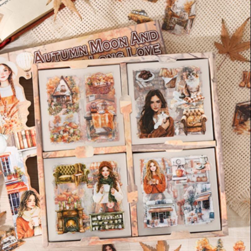 Vintage Girl Pattern Sticker, 100pcs/box Waterproof Self Adhesive Decor Paper, Decor Sticker for Gift Greeting Card Water Bottle Laptop Phone, Screen Protector, Durable