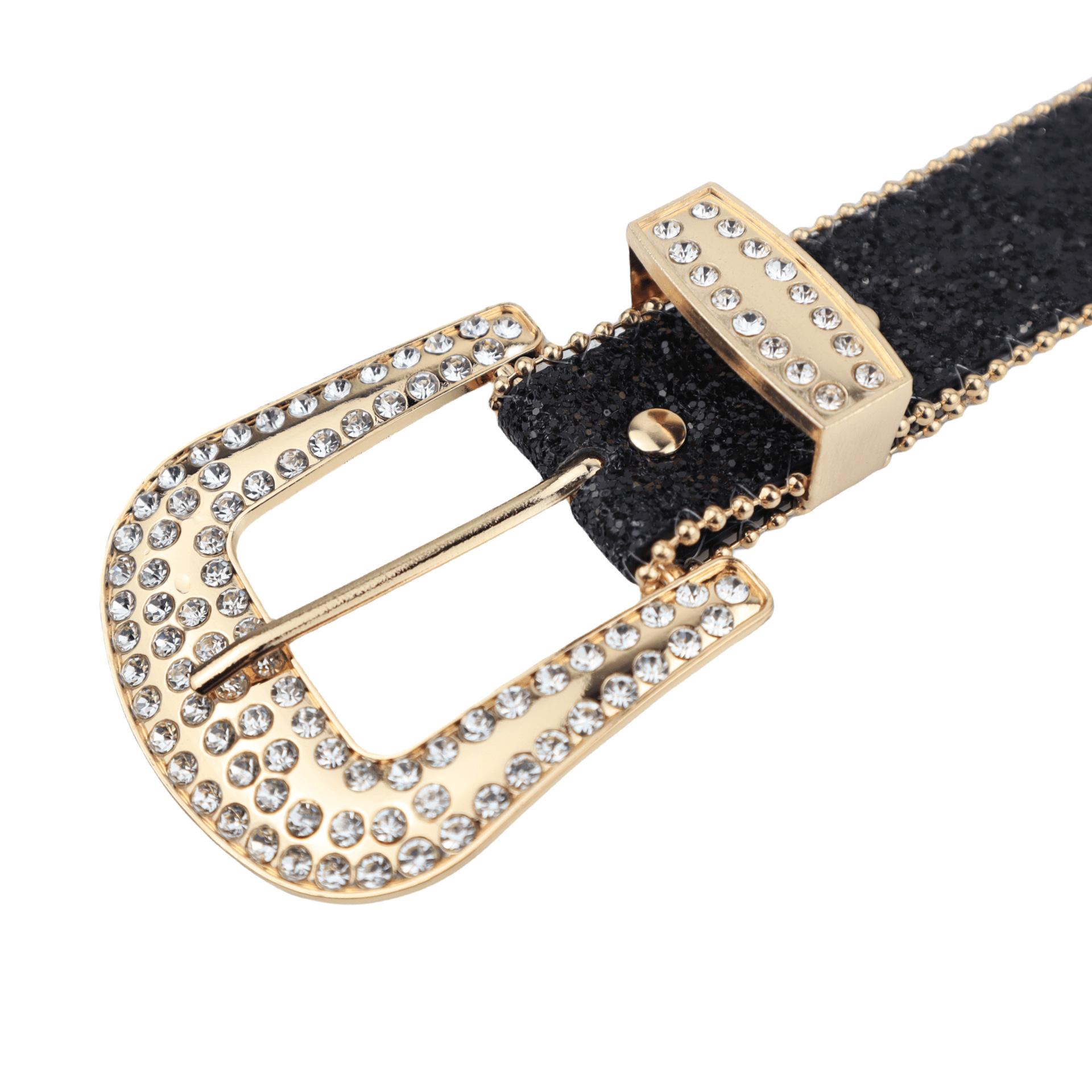 Cross-border rhinestone belt for women, ins-style wide waist belt, fashionable and unique sequin European and American decorative versatile jeans belt