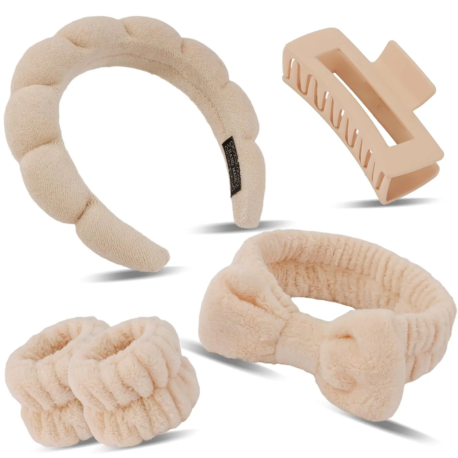 Headband Wristband Set with Hair Clips Skincare Headbands for Washing   Care Puffy Makeup Headband Wrist Bands Preppy Teen Girl Gifts Cute Trendy Stuff Hair Accessories for Women